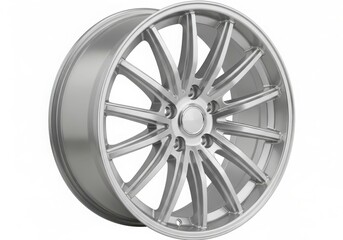 Obraz premium A sleek and modern silver alloy wheel with a stylish multi-spoke design.