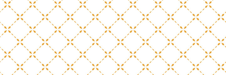 Gold Geometric Seamless Pattern with Minimalist Diamond Star Grid on White Background © MindVision
