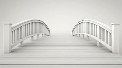 Obraz premium White Wooden Arch Bridge on Light Gray Background