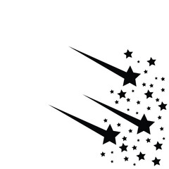Black falling stars icon. Shooting stars icon vector set. Abstract silhouette of shooting star. Meteorite and comet symbols. © Sakeba