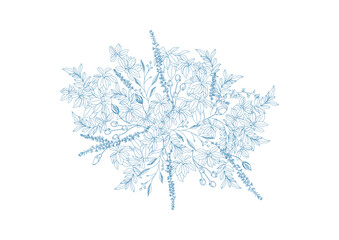 美しい植物のボタニカル背景素材　線画、ナチュラル