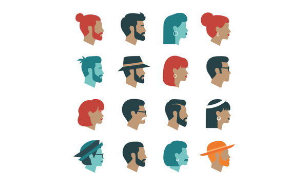 Diverse profiles of people displayed in a grid of colorful illustrations