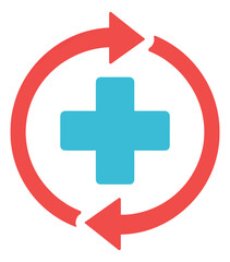 Fototapeta premium Graphic illustration of a medical cross depicting a continuous health service for patient care