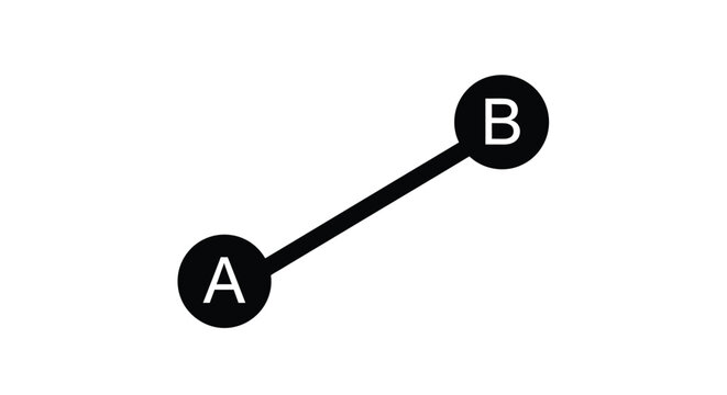 Simple diagram of two connected circles with letters a and b silhouette