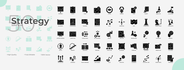 Strategy Solid Editable Icons set
