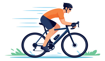 Fototapeta premium Illustration of a male cyclist depicting fast cycling for sport and fitness