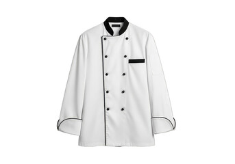 Crisp white chef's jacket with black accents, perfect for culinary professionals