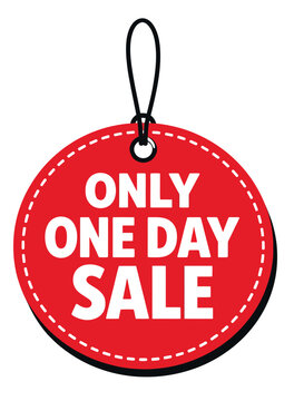 Graphic illustration of a sale tag depicting a special one-day sale offer for marketing and promotions