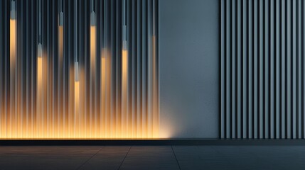 Fototapeta premium Elegant Interior Design with Linear Accents: Modern interior design showcasing a striking interplay of light and shadow.