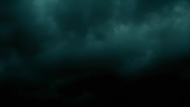 Dark, brooding cumulonimbus clouds fill the atmospheric green sky, creating a dramatic and moody scene with a textured, natural weather background for various design projects