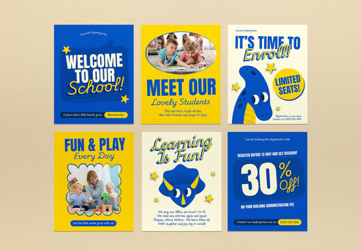 Yellow Naive Design Kindergarten Education Instagram Set
