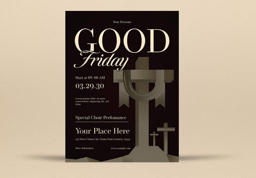 Brown Grany Blur Good Friday Flyer Layout
