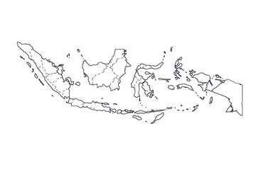 Obraz premium Indonesia Map Outline Vector Illustration Black and White