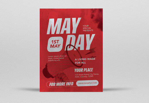 Red Grunge May Day Flyer Set
