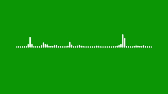 Minimalist white sound wave visualizer green screen, clean audio spectrum animation, electronic music frequency bars, professional podcast waveform overlay, reactive sound visualizer. 4K