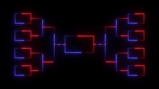 32-team tournament bracket championship. Animation of neon glowing team Tournament bracket templates. Championship bracket schedule for soccer, Sport, football, basketball, baseball or tennis.