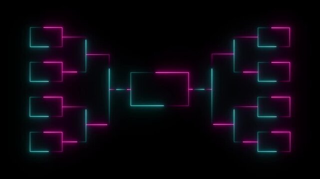 32-team tournament bracket championship. Animation of neon glowing team Tournament bracket templates. Championship bracket schedule for soccer, Sport, football, basketball, baseball or tennis.
