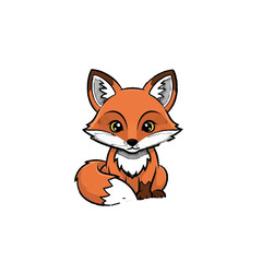 Fototapeta premium Cute Cartoon Fox Cub Sitting Happily on an Isolated White Background