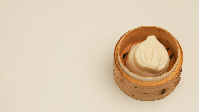 Bakpao or steamed bun in bamboo steamer
