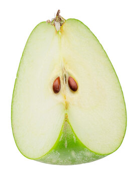 Ripe green apple slice on white background. File contains clipping path.