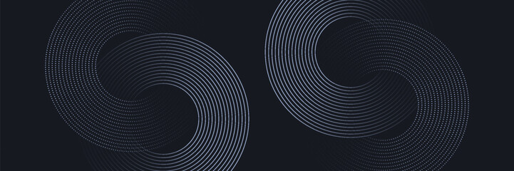 Abstract black background with white circle rings. Digital future technology concept. vector illustration.