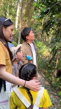 Asian Family Hiking and Birdwatching in Khao Yai Tropical Forest