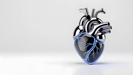 Realistic 3D model of human heart with internal blood vessels and arteries