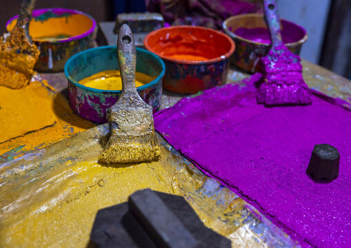 Block printing workshop in Dhaka New Market, Dhaka Division, Dhaka, Bangladesh