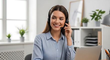 Professional customer service representative working at modern office desk