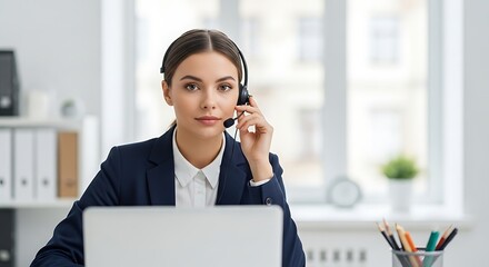 Professional customer service representative working at modern office desk