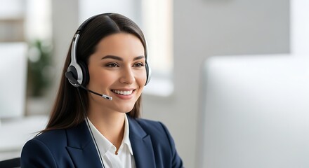 Professional customer service representative working at modern office desk