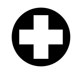 Obraz premium A black and white medical cross symbol on a circular background