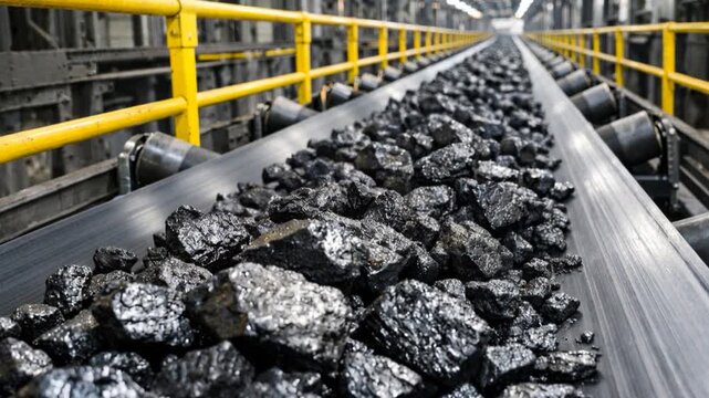 Belt conveyor stones. Mining industry.
