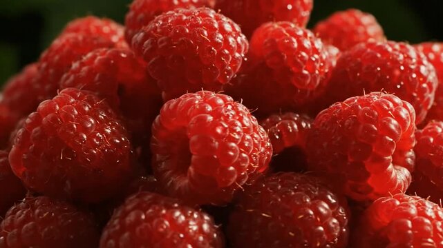 Close up of fresh red raspberries healthy food concept isolated