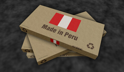 Made in Peru box pack 3d illustration