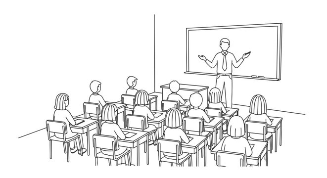 lassroom Education school teacher explaining lesson vector illustration