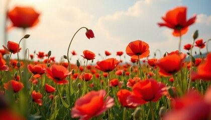 Fototapeta premium A breathtaking scene captured from a low angle perspective, as if peering through a delicate