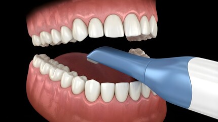 Fototapeta premium 3D Dental Cleaning Procedure with Ultrasonic Tool