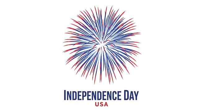 Patriotic firework icon for Independence Day celebrations, USA. Vector illustration with red, white, and blue colors. Isolated on transparent background.