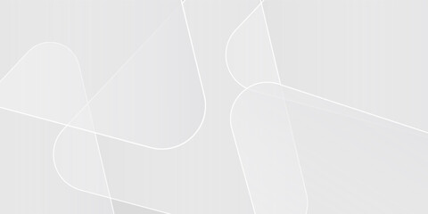 3D white geometric abstract background overlap layer on bright space with rounded triangles effect decoration. Graphic design element modern style concept for banner © Zayyan