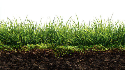 Obraz premium grass isolated on white background/Green grass foliage growing on natural soil and dirt field background. Stock Illustration
