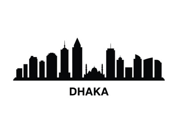 Fototapeta premium A striking black silhouette of the dhaka cityscape with its name displayed