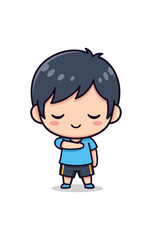 Cartoon illustration of a relaxed person with closed eyes on black background