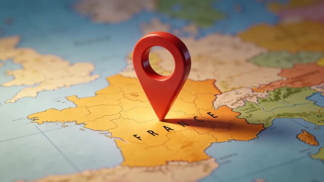 red location pin icon placed over a simplified map of france