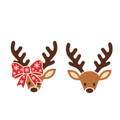 Naklejka premium Red Nose Festive Reindeer Heads with Decorative Snowflake Bows for Christmas Holiday Celebration Design