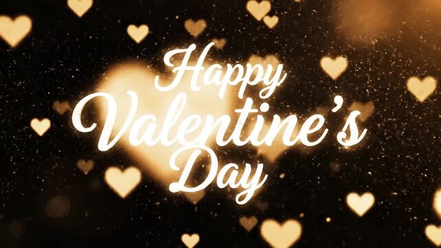 Happy Valentine's Day glowing script on dark background