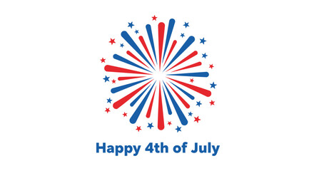 Obraz premium Patriotic 4th of July firework icon in red, white and blue colors. Includes stars and explosive burst design. Created in vector style with vibrant palette.