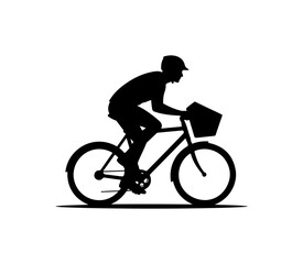 Obraz premium Silhouette of Cyclist with Delivery Bag