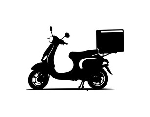 Fototapeta premium Black Vector Delivery Scooter with Storage Box