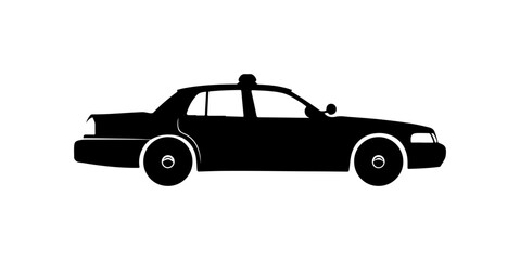 Black and White Police Car Vector Illustration © Enamul